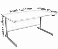 1200mm Wide Maple Cantilever Desk