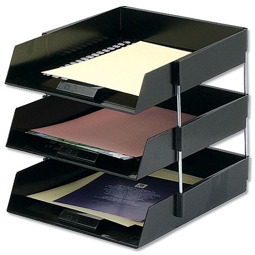 Treeline Desk Letter Tray Risers Black Set 4 - View #2