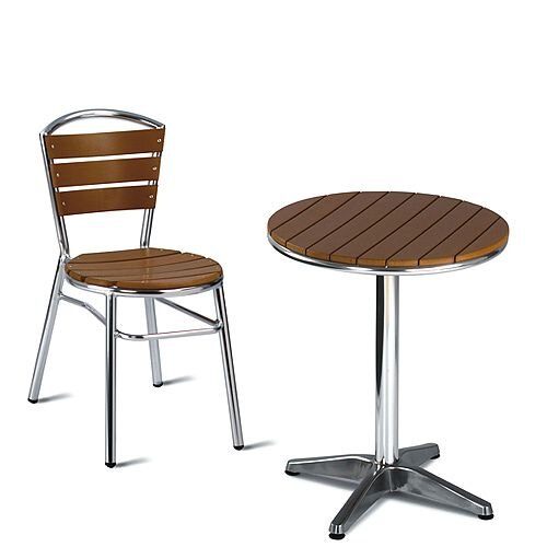 Round Outdoor Patio Table Slatted Teak Wood Effect Top And Aluminium Base Hunt Office Ireland Round Outdoor Patio Table Slatted Teak, Round Wooden Garden Table And Chairs Ireland
