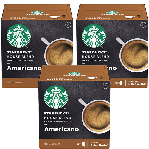 STARBUCK Americano Med Roast Capsules for Dolce Gusto Machine 12397697 Pack 36 (3x12 Capsule=36 Drinks)