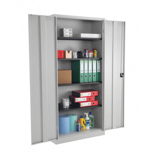 Steel Double Door Cupboard 1790 mm H x 920 mm W x 420 mm D in Grey Additional Image 1