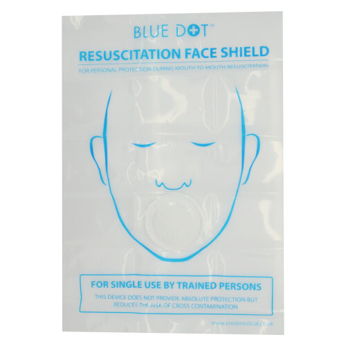 Blue Dot Resuscitation Flat Face Shield - Pack of 100, Emergency CPR Aid 30RESUF4 Additional Image 1