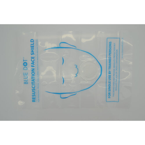 Blue Dot Resuscitation Flat Face Shield - Pack of 100, Emergency CPR Aid 30RESUF4 Additional Image 2