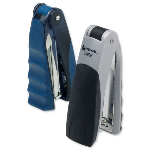 Rexel Centor Half Strip Stapler - Vertical, 65mm Throat Capacity, 20 Sheets, Silver/Black Additional Image 1