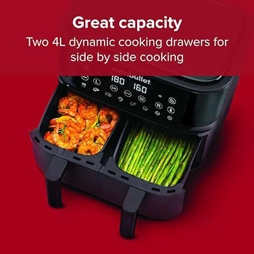 Nutribullet Twin Drawer Airfryer - Two 4 Litre Drawers Additional Image 3