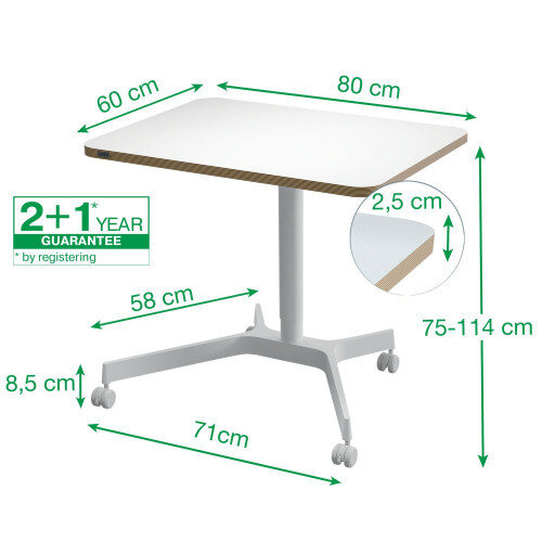Dimensions - Leitz Ergo Small Manual Height Adjustable Sit Stand Desk