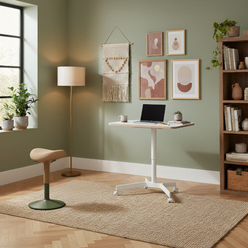 Home Office Setting - Leitz Ergo Small Manual Height Adjustable Sit Stand Desk