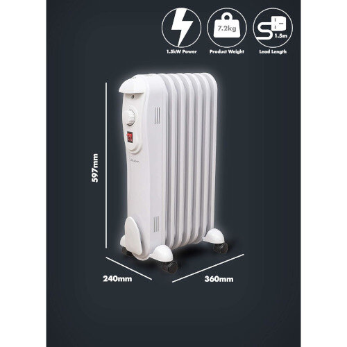 2KW Slim 9fin Portable Oil Radiator Additional Image 7