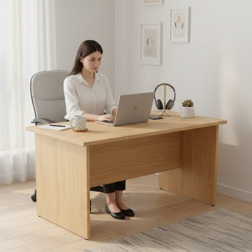 Panel End Desk Rectangular W1200xD800xH725mm Beech Ashford