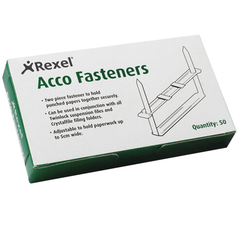 Rexel Document Fasteners 80x50mm 2-Piece Filing Clip Boxed 50 70850