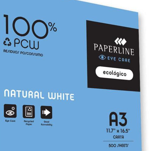 Paperline EyeCare A3 80gsm 100% Recycled White Paper Ream 500 Sheets