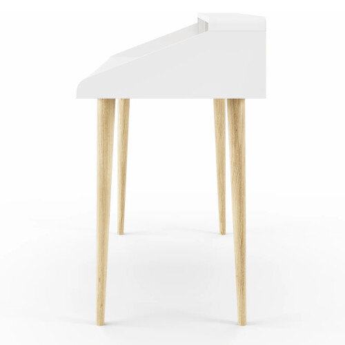 Yeovil Home Office Desk White & Sonoma Oak with Raised Monitor Mount & Two Drawers & Shelves W1194xD584xH965mm Additional Image 4