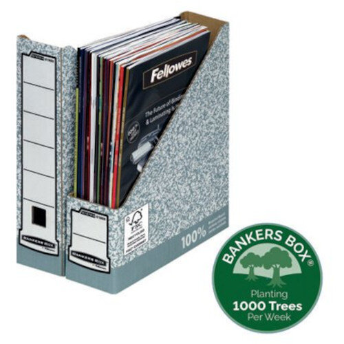 Fellowes Bankers Box Premium Magazine File Grey White (Pack of 10) 0186004 - With Logo 0186004