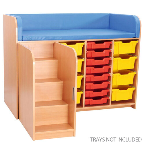 Large Changing Table With Left-Side Pull Out Stairs Birch 150 x 75 x 88 cm - Trays Available Separately