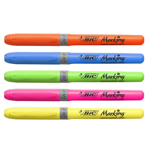 BIC Highlighter Grip Assorted Pack of 5 894324
