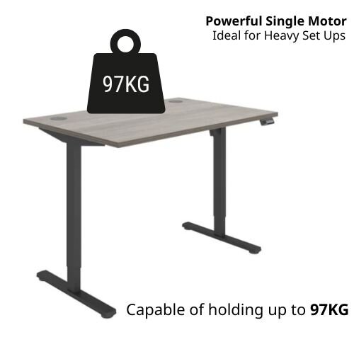 Weight tolerance - Core Electric Single Motor Height Adjustable Sit Stand Desk 1200 x 800 Alaskan Grey Oak Top and Black frame 5 Year Warranty