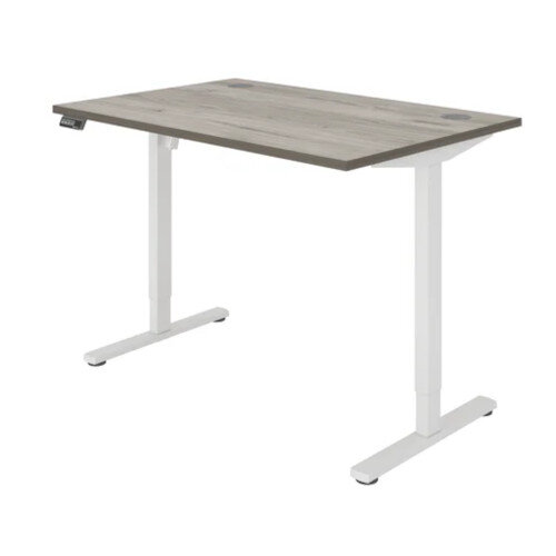 Angle of Desk - Core Electric Single Motor Height Adjustable Sit Stand Desk 1200 x 800 Alaskan Grey Oak Top and White frame 5 Year Warranty