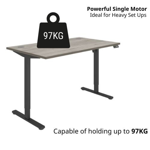 Weight tolerance - Core Electric Single Motor Height Adjustable Sit Stand Desk 1400 x 800 Alaskan Grey Oak Top and Black frame 5 Year Warranty