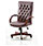 Chesterfield Traditional Executive Office Chair, Burgundy Leather Seat & Back - Fixed Wooden Padded Arms, 5-Star Base Additional Image 1