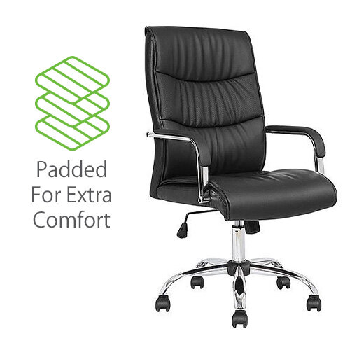 Cavalier High-Back Managers Chair - Black Office Chair - Ergonomic Padding & Support - Gas lift adjustment