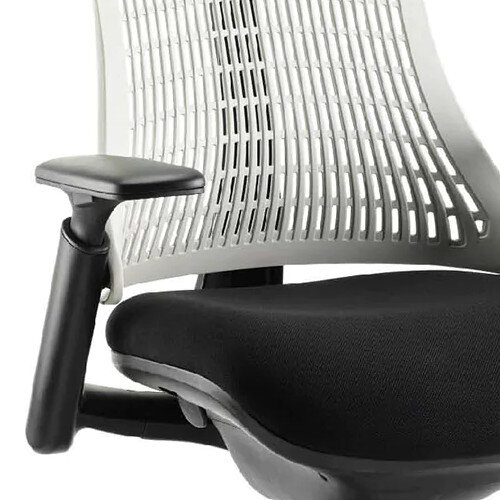 Flex Task Operator Office Chair Black Frame With Black Fabric Seat Moonstone White Back With Arms Additional Image 2