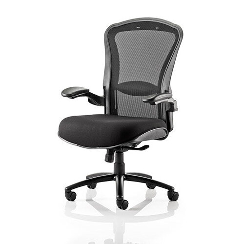 Houston 24 Hour Task Operator Office Chair - Heavy Duty - Adjustable Lumbar Support - Adjustable Arms - Extra Large Seat - Black Mesh Back - Black Seat - Weight Tolerance 205kg Additional Image 1