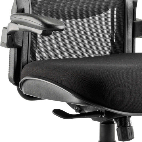 Houston 24 Hour Task Operator Office Chair - Heavy Duty - Adjustable Lumbar Support - Adjustable Arms - Extra Large Seat - Black Mesh Back - Black Seat - Weight Tolerance 205kg Additional Image 5