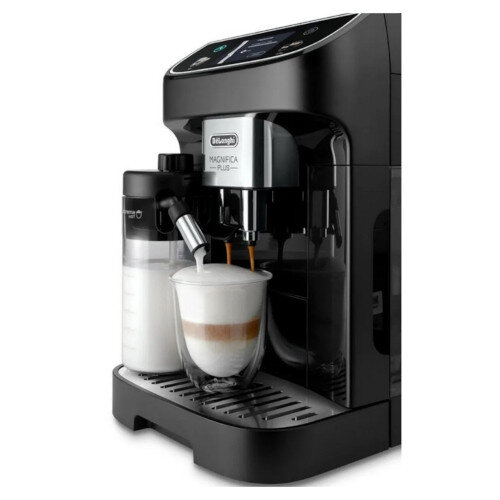 De’Longhi Magnifica Plus Automatic Coffee Machine Black with 15 Pre-set Drinks, 15 bar Pressure, 1.8 L Water Tank, 250 g Bean Grinder & Auto Milk Frother