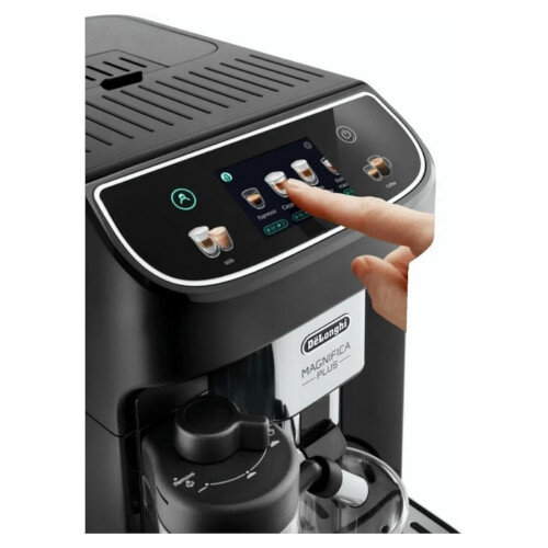 De’Longhi Magnifica Plus Automatic Coffee Machine Black with 15 Pre-set Drinks, 15 bar Pressure, 1.8 L Water Tank, 250 g Bean Grinder & Auto Milk Frother
