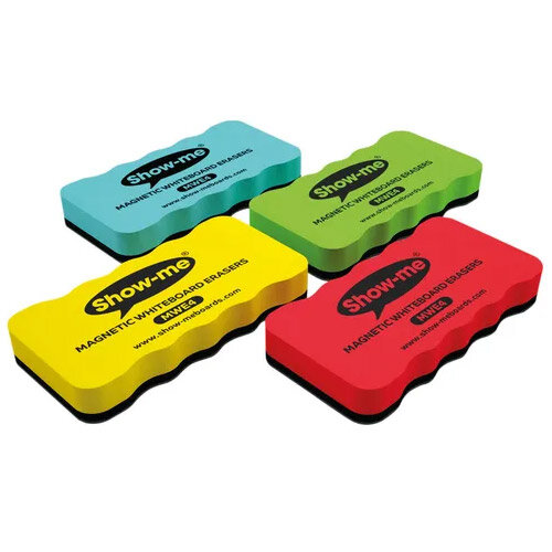 Show-me Magnetic Whiteboard Eraser Assorted Pack of 4 MWE4