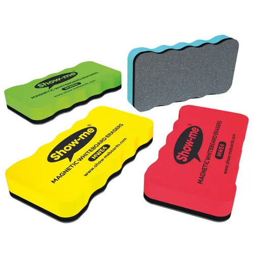 Show-me Magnetic Whiteboard Eraser Assorted Pack of 4 MWE4