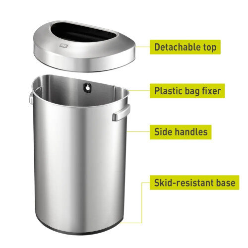 EKO Urban Commercial Waste Bin 60L - Silver