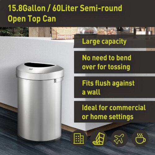 EKO Urban Commercial Waste Bin 60L - Silver