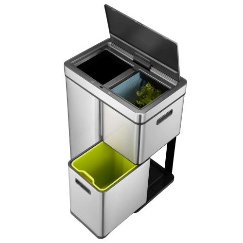 EKO Mirage Plus Sensor Recycling Bin 60L 3 Compartments - 30L + 15L x 2- Silver - Proper moisture draining to better protect sensor mechanism from humidity 