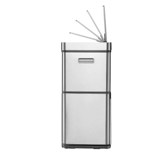 EKO Mirage Plus Sensor Recycling Bin 60L 3 Compartments - 30L + 15L x 2- Silver -  sensor mechanism ensures hygienic use and silently closes the lid 