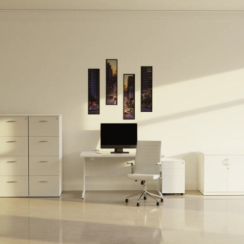 Ezra Executive Office Chair - Brown Leather Seat & Back - Chrome Base - Fixed Padded Arms