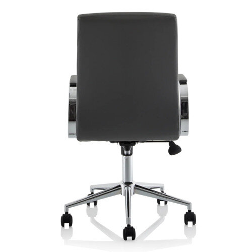 Ezra Executive Office Chair - Grey Leather, Chrome Base, Fixed Padded Arms, Stylish Design 3 Year Warranty - back