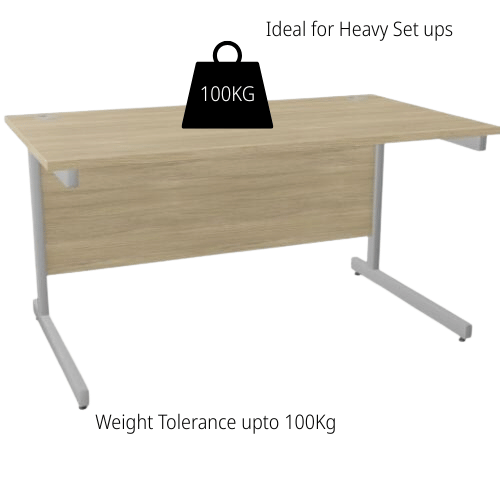 Office Desk Rectangular Silver Cantilever Legs W1400xD800xH725mm Urban Oak Ashford Additional Image 5