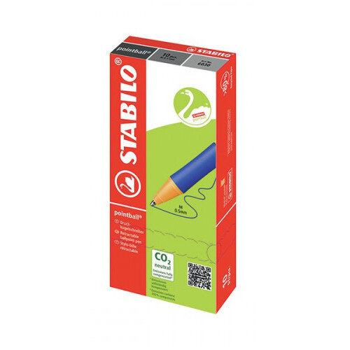 Stabilo Pointball Retrct Pen Blue (Pack of 10) 6030/41