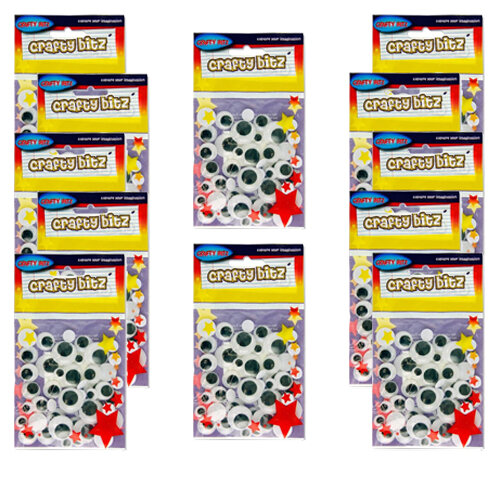 Crafty Bitz Wiggle Goggly Eyes Assorted Sizes Pack of 50 - Fun and Creative Craft Supplies Additional Image 2