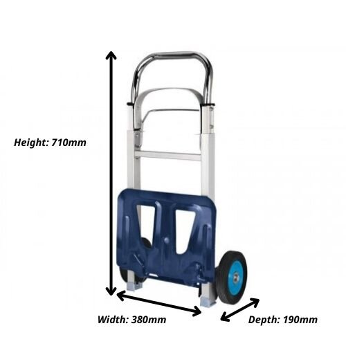 BT-HT90 Folding Sack Truck – 90kg Aluminium Trolley -  Dimensions of Folded Trolley