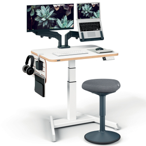 With Accessories - Leitz Ergo Small Electric Sit Stand Desk with Stand-Up Reminder