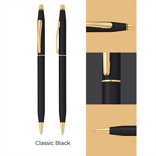 Cross Classic Century Classic Black Ballpoint Pen with 23 Karat Gold-Plated Trims