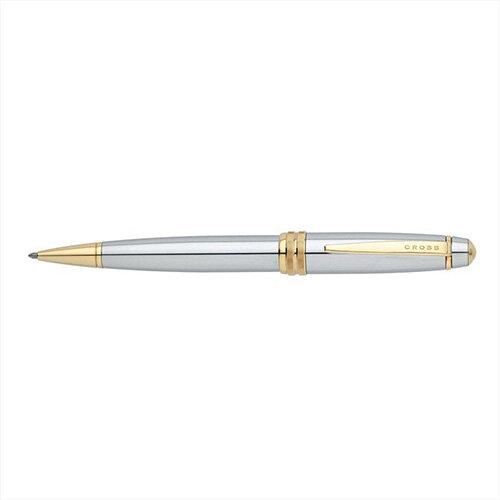 Cross Bailey Medalist Ballpoint Pen Polished Chrome with 23 Karat Gold-Plated Trims