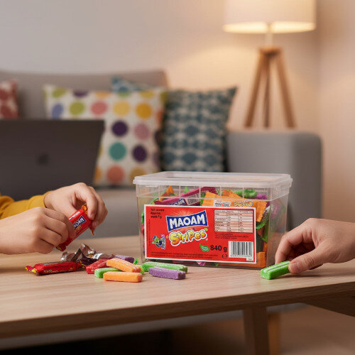 Haribo Maoam Stripes Sweets Drum 840g 58047