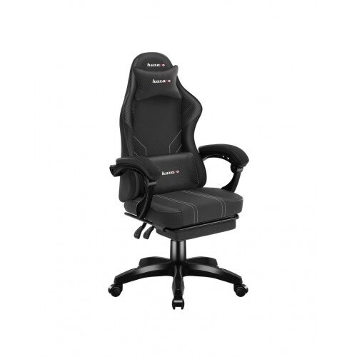 Angled View -Huzaro Force 3.7 Carbon Black Ergonomic Gaming Chair with Footrest, Lumbar Cushion & Neck Pillow