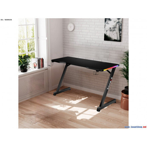 Lifestyle Seeting of HUZARO HERO 2.5 RGB LED GAMING DESK - LED Lighting - Headphone & Cup Holders - Cable Ports