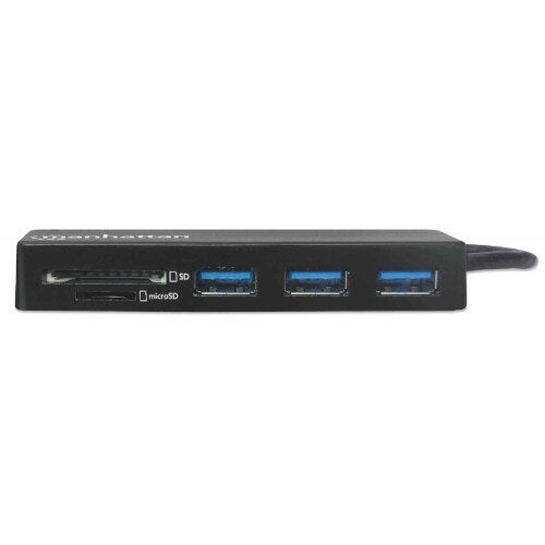 Manhattan USB-C Dock Hub with Card Reader, External Power Supply Not Needed, SuperSpeed USB, Black, Three Year Warranty, Retail Box, USB 2.0 Type-C,Type-A, MMC, MicroSD at Hunt Office Ireland