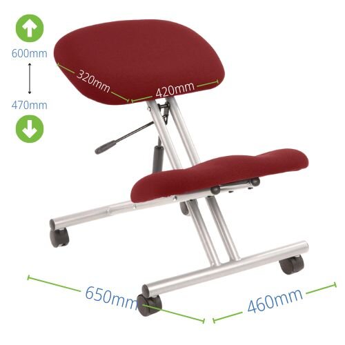 measurements - Ergonomic Posture Kneeling Chair Stool Silver Frame Chilli Red