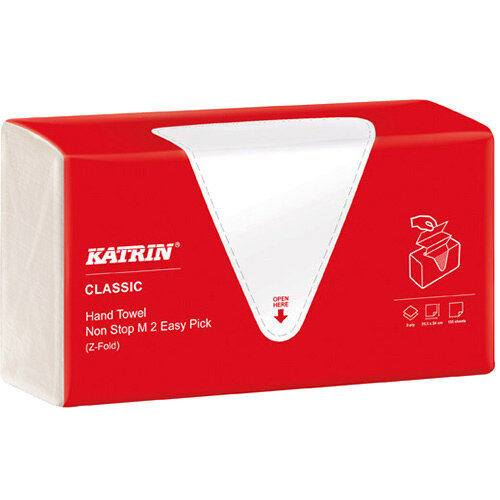 Katrin Classic Hand Towel Non Stop M2 White 135 Sheets Pack of 8 343122